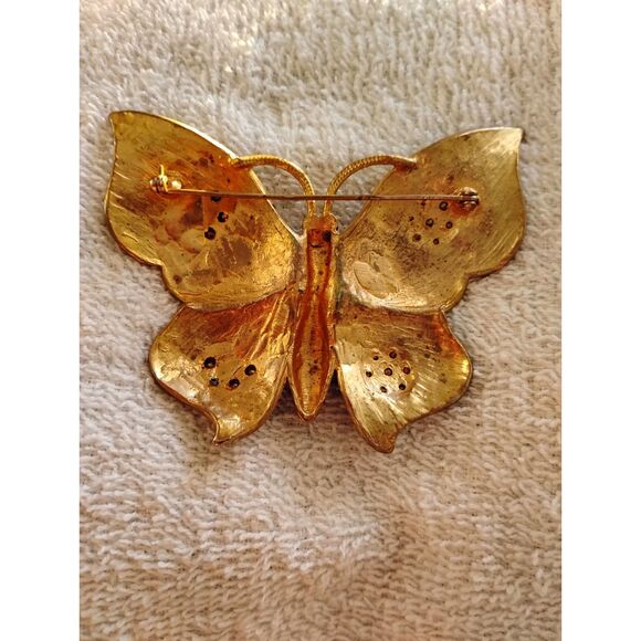 Ruby Lane Large Colorful Butterfly Brooch – Big Pin With Rhinestones & Enamel - Picture 2 of 2